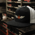Load image into Gallery viewer, Motovator Five-Panel Snapback Trucker Cap - Black/White - Motovator, Inc.