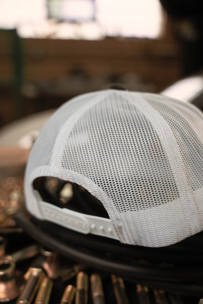 Motovator Five-Panel Snapback Trucker Cap - Black/White - Motovator, Inc.